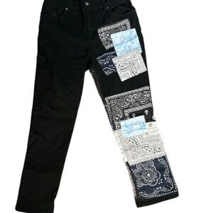 Gloria Vanderbilt Black Patchwork Denim Jeans/ sz 8P